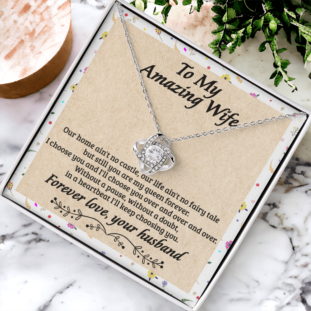 To My Wife Necklace From Husband, Amazing Wife Gift Necklace, Husband And Wife Love Knot Necklace - Necklace For Amazing  Wife From Husband, Wife Necklace On Anniversary, Valentine Day, Christmas
