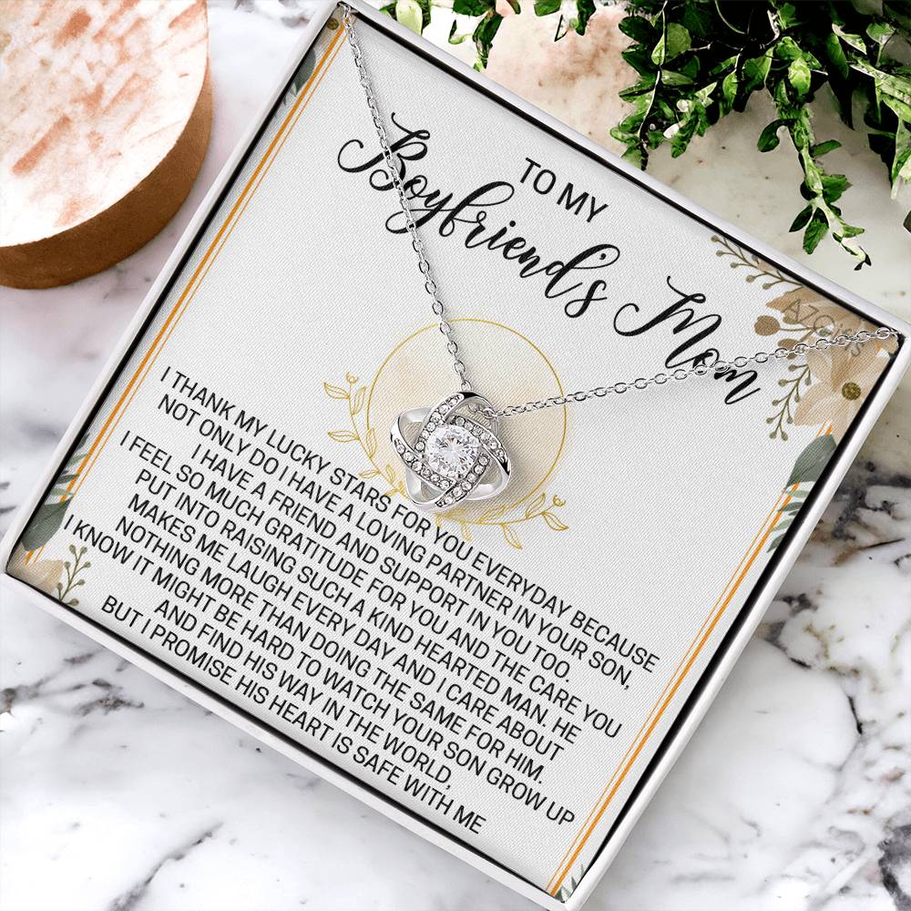 To My Boyfriend's Mom Necklace From Girlfriend,  Love Knot Pendant Gift For Boyfriend's Mom, Jewelry Gift Women, Boyfriend's Mom Gift Necklace On Mothers Day Birthday Presents for Mom Necklace
