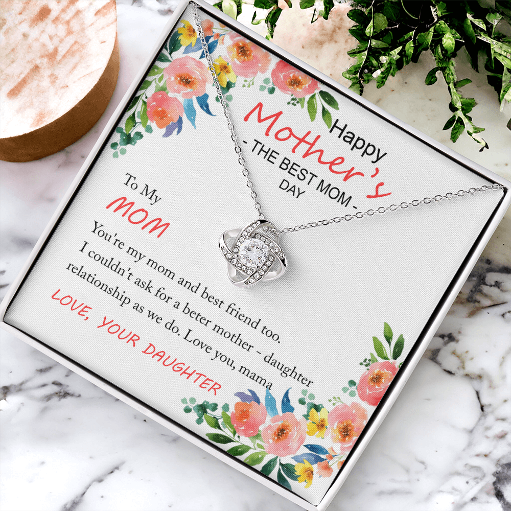 Happy Mother''s Day Gift Necklace, To My Mom Love Knot Necklace Gift From Daughter And Mother Love Knot Pendant Gift For Mom Bonus Mom Gift Necklace, The Best Mom Necklace, Jewelry Gift For Women