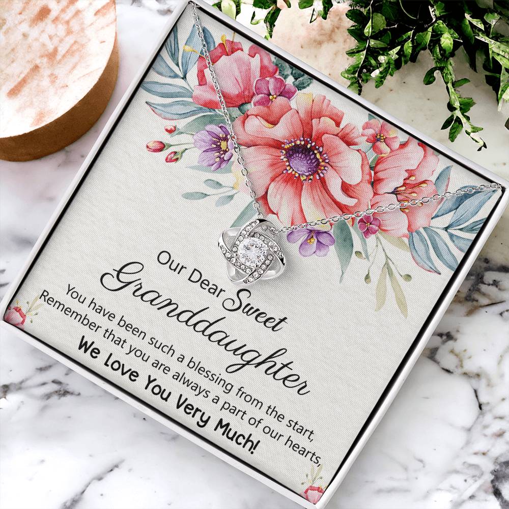 To Our Granddaughter Necklace from Grandma Grandpa, Love Knot Necklace Gift for Granddaughter, Necklace For Her, for Granddaughter Jewelry Gift For Girls On Birthday, Graduation Gift, Christmas