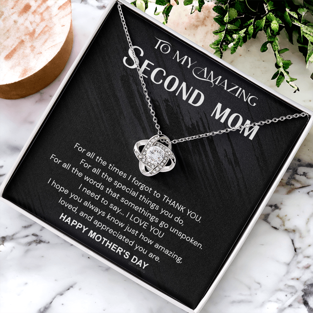 To My Amazing Second Mom Necklace From Daughter, Jewelry Gift For Women, Mother Happy Mother's Day Knot Pendant Gift For New Mom, Mother's Day Necklace Gift For her, Mother And Daughter Necklaces