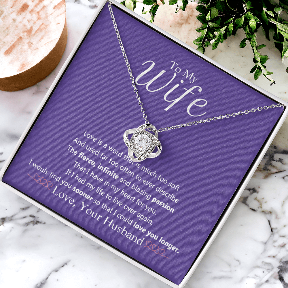 Wife Gift Necklace From Husband, To My Wife Necklace, Wife Love Knot Necklace From Husband, Jewelry Gift For Women Badass Wife Gift Necklace Soulmate Necklace Gift From Men Love You Longer Necklace