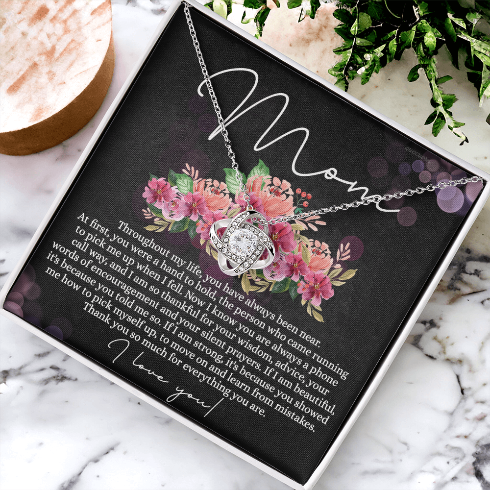 Mom Gift Necklace, To My Mom Love Knot Necklace From Daughter, Thank You Necklace Gift For Mom, Mother's Day Necklace Gift For Mom, Birthday Gift For Mom, Anniversary Jewlry Gift For Women