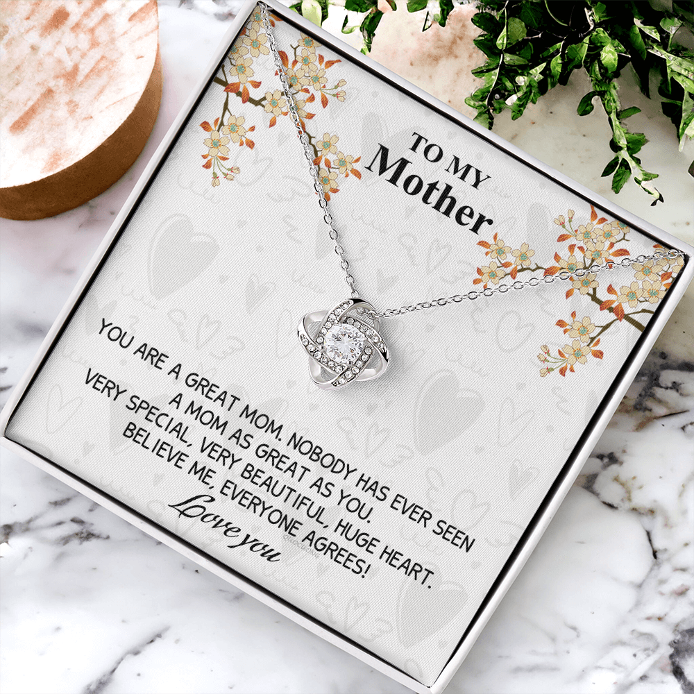 Great Mom Necklace, To My Mother Necklace From Daughter, The Love Knot Necklace Gift For Mom, Jewelry Gift For Women, Mother And Daughter Gift Necklace I Love You From Daughter To Mom Pendant