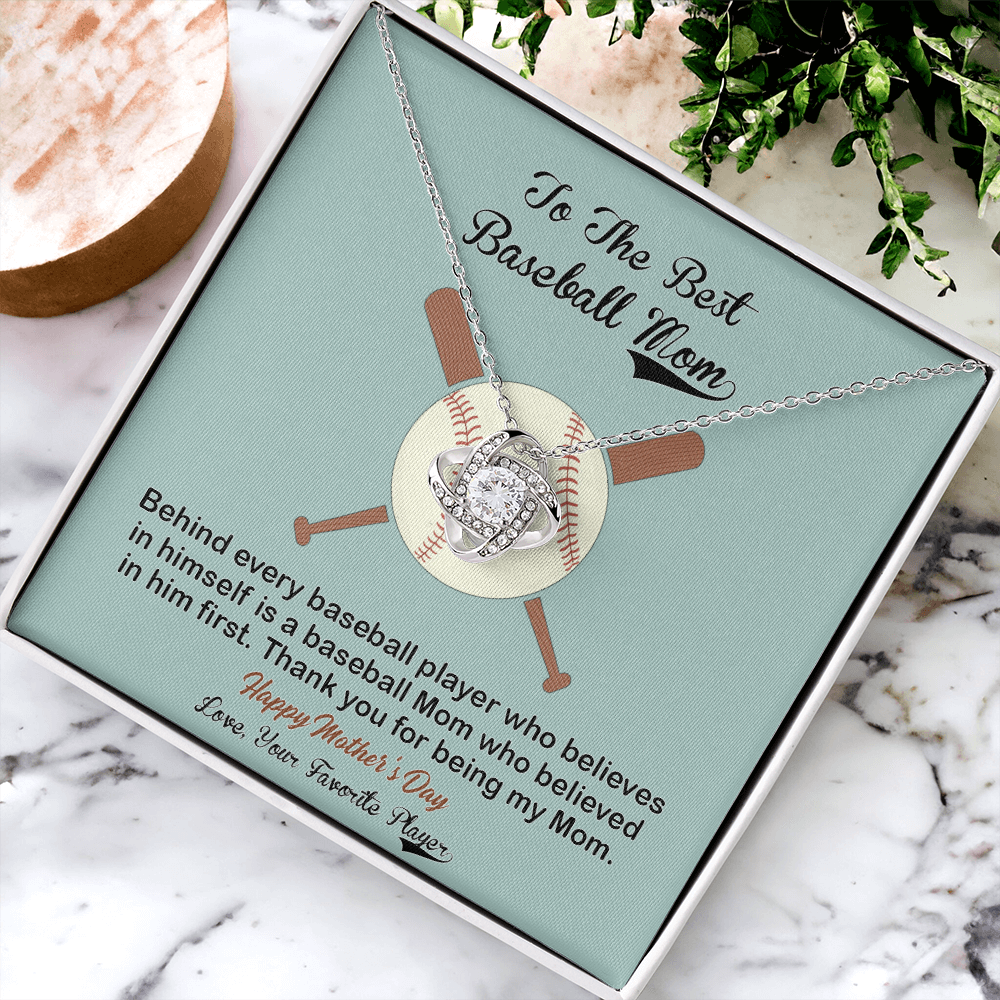 Baseball Mom Gift Necklace, To the Best Baseball Mom Necklace From Daughter, Favorite Player Necklace Gift For Mom, Baseball Mom Love Knot Necklace Jewelry Gift For Women, To The Best Mom Necklace