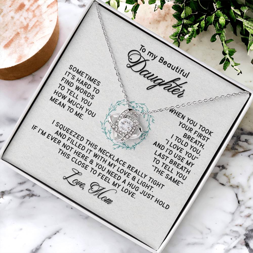 To My Beautiful Daughter Gift Necklace From Mom Forever Love Daughter Birthday Grown Up I Squeezed This Necklace Really Tight Necklace For Daughter, Mother And Daughter Gift Jewelry For Girls Women