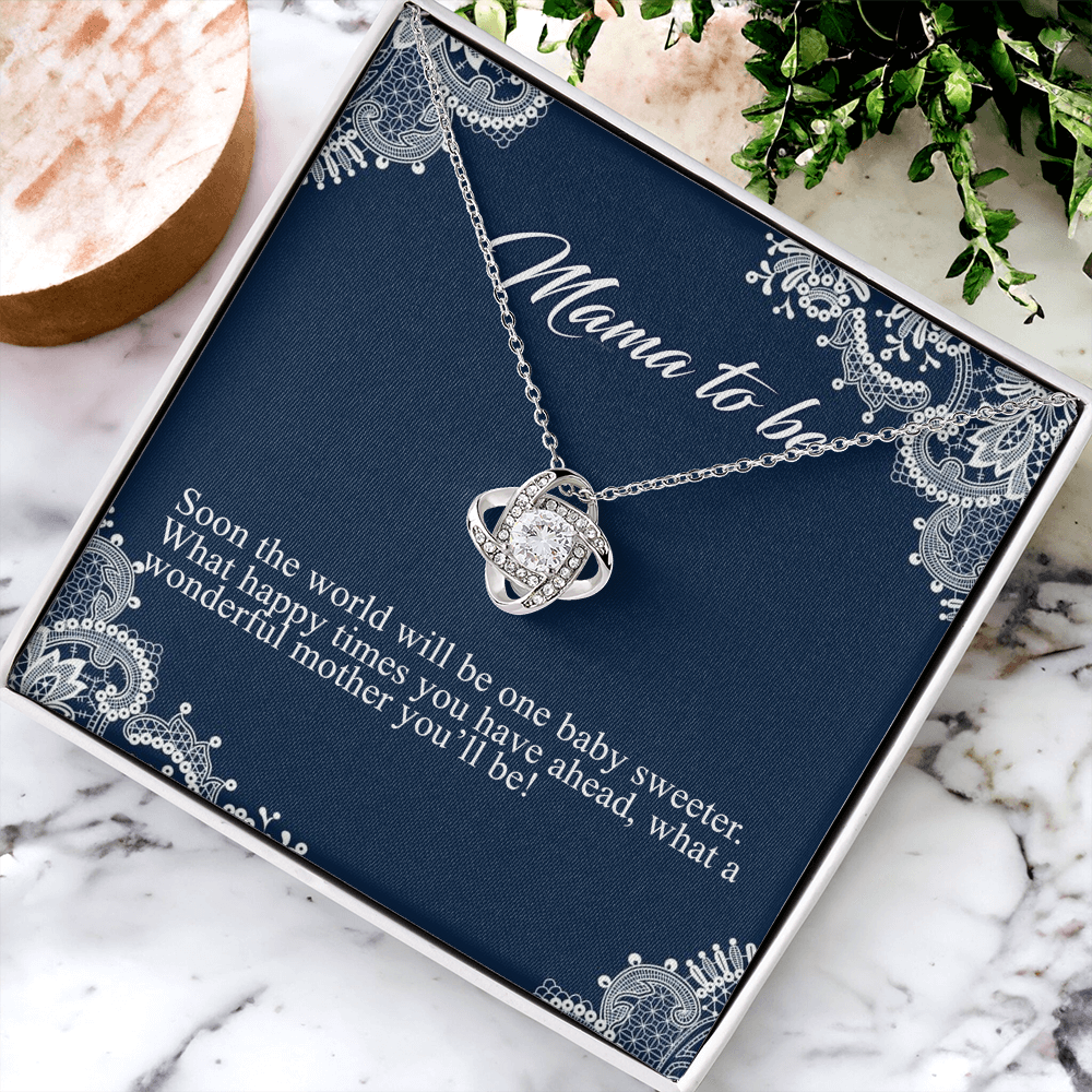Mama To Me Gift Necklace, To My Mom Love Knot Necklace Gift For Mom From Daughter, Soon The World Mom Jewelry Gift For Women, Mother, Womenderful Mother Gift Necklace For Mama To be Pendant Gift