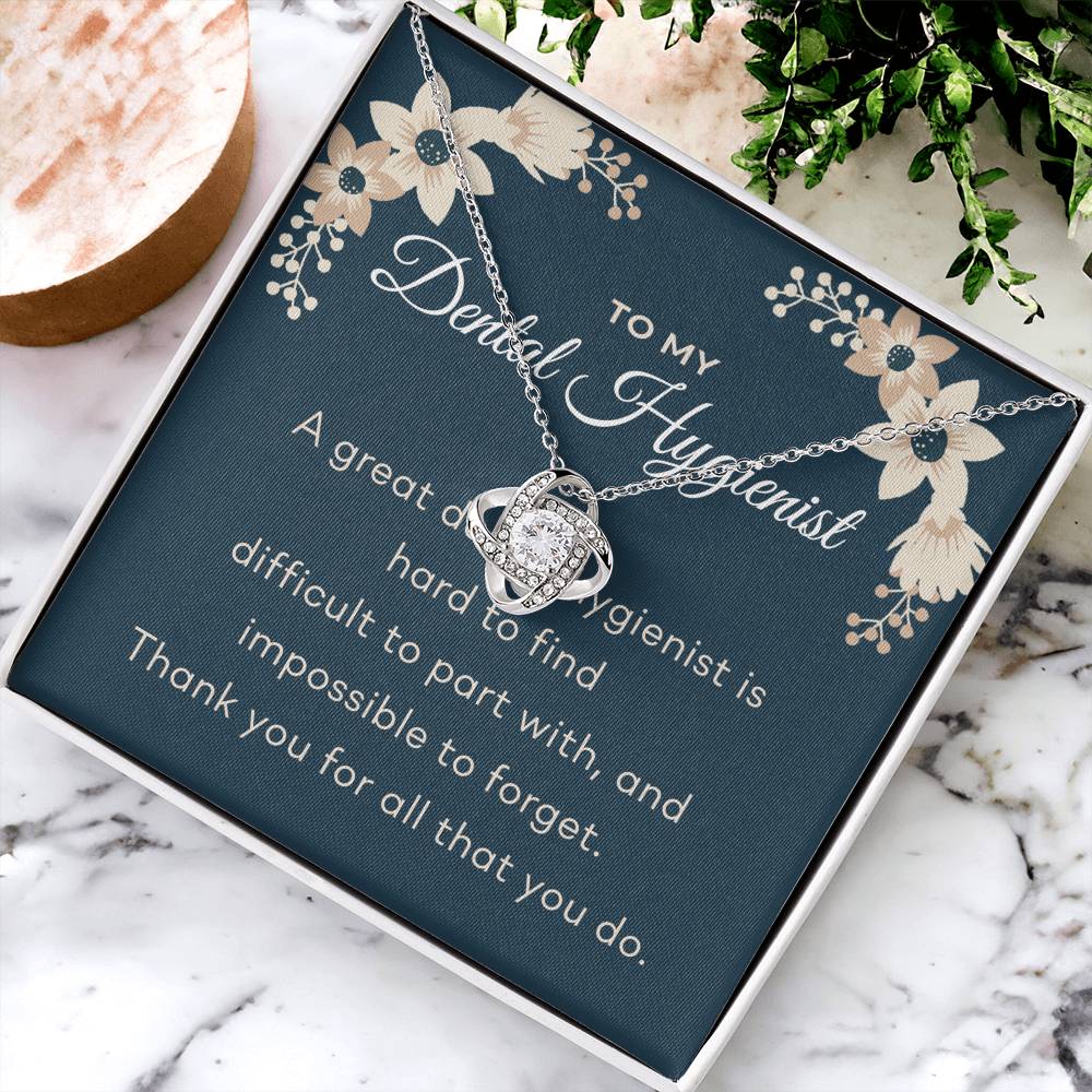 Personalized Gift Love Knot Necklace Gift For Dental Hugienist, Dental Hygienist Gift Necklace, Assistant Present Gift Necklace, Thank you Appreciation For Dental Hygienist Custom More Necklace