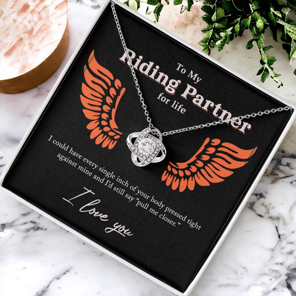 To My Riding Partners Necklace From Husband, Boyfriend, Riding Partners Love Knot Pendant Gift For Life Motorcycle Girlfriend Gift Necklace for Her Romantic, Girlfriend Gifts Necklace