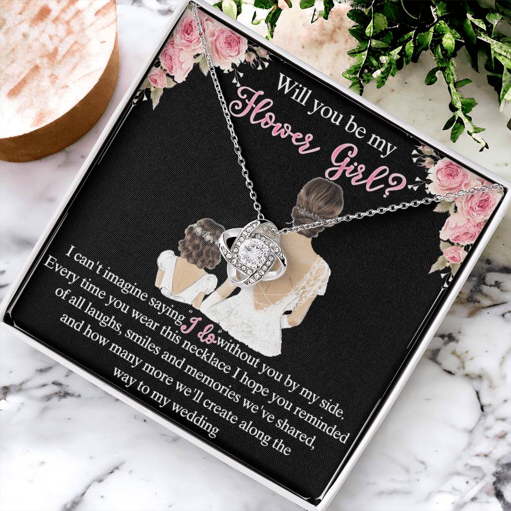 To My Daughter Love Knot Necklace From Mom And Daughter Pendant Gift For Daughter Will You Be My Hower Girl From Mother To Daughter Jewelry Gift For Girls, Daughter On Your Wedding Day Necklace Gift
