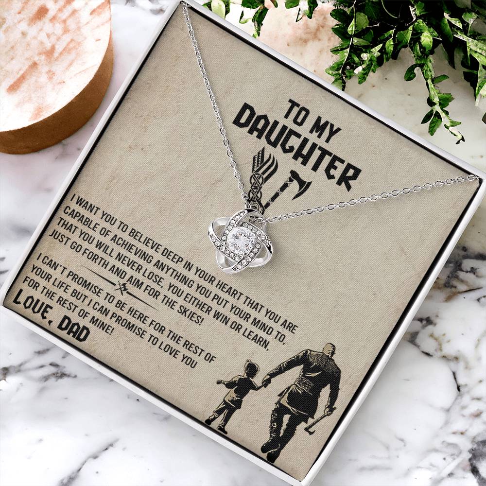 To My Daughter  Necklace from Viking Dad, Baby Girl Necklace Support Breath Be There Love Knot Chain, Personalized Gift Chain Necklace Jewelry for Women Gift On Birthday, Christmas Graduation Gift