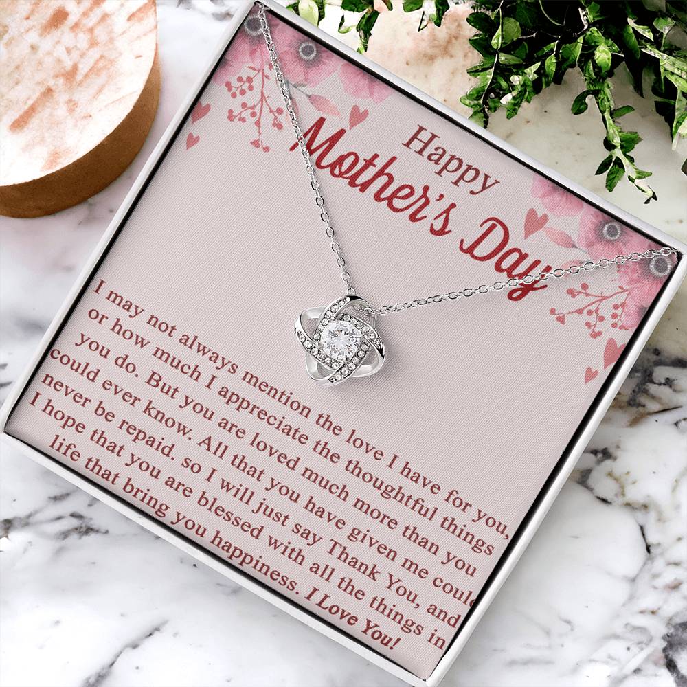 Happy Mother's Day From Son Or Daughter Love Knot Necklace Gift For Mom Love Knot Necklace 6323