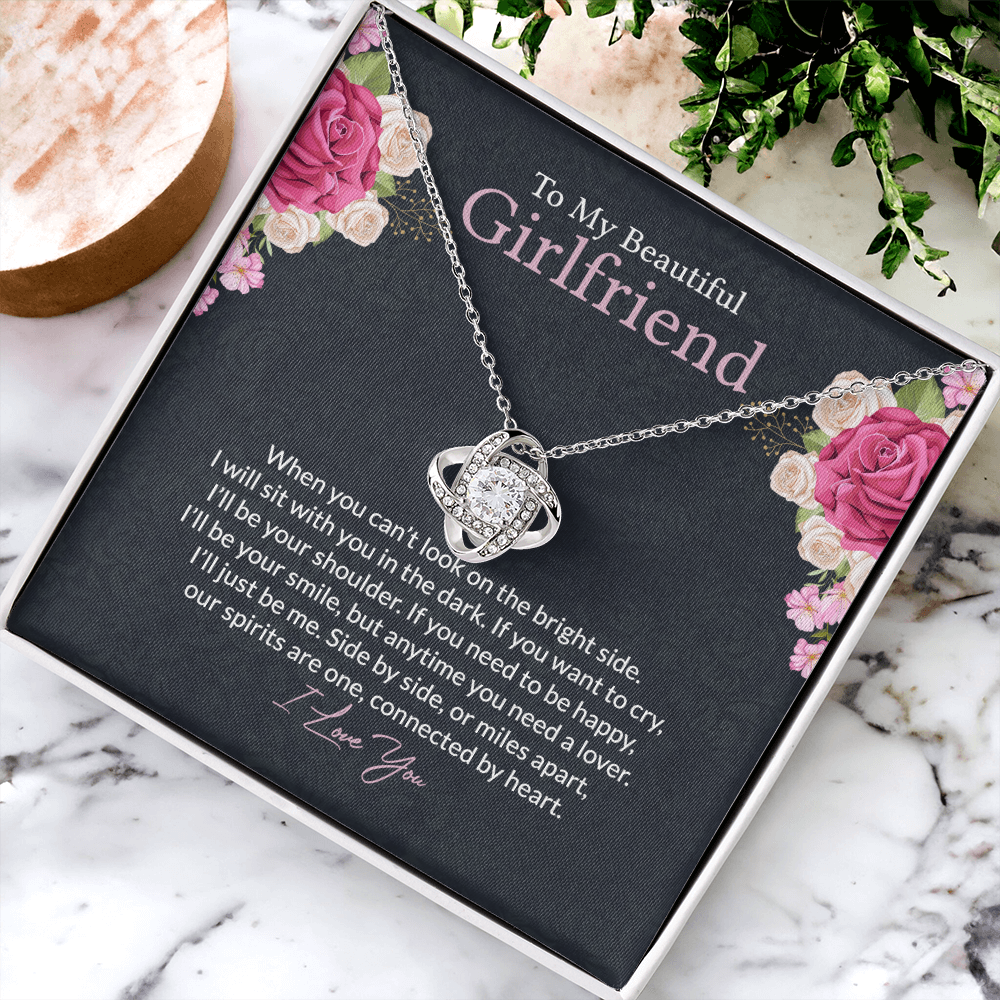 To My Beautiful Girlfriend Love Knot Necklace From Boyfriend, Husband, Girlfriend Gift Necklace - Love Knot Pendant Gift For Girlfriend, Soulmate Side By Side Gift Necklace To Girlfriend From Men