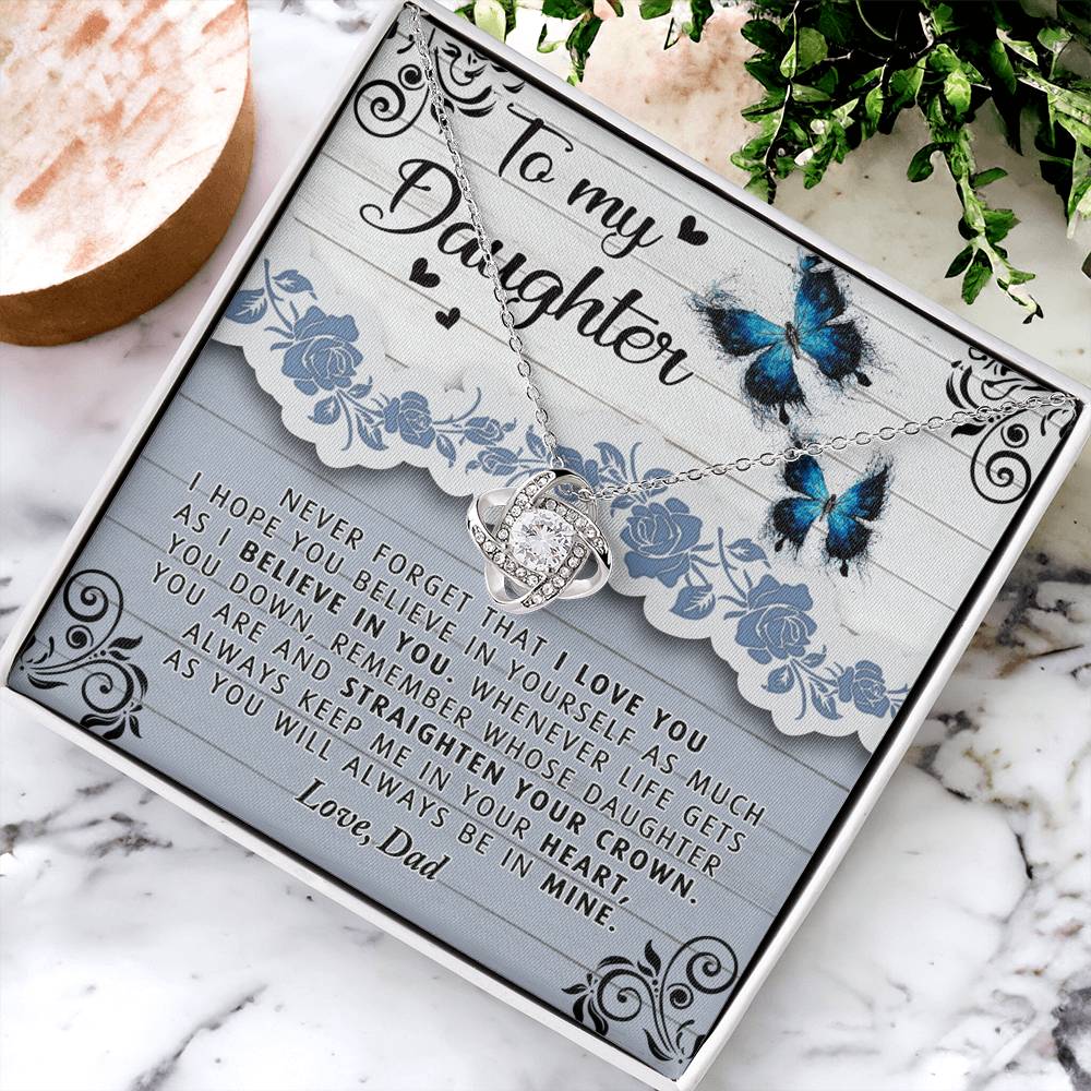 To My Daughter Necklace from Dad Father to Daughter Necklace, Pendant Gift Daughter Wedding Gift Necklace Present Graduation Gift Daughter Birthday Xmas Jewelry Gift For Girls Little Girl Necklace