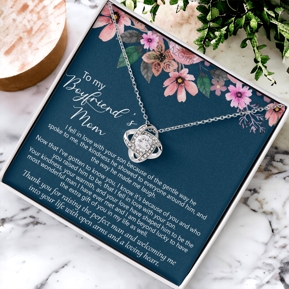 To My Boyfriends Mom Necklace From Girlfriend, Mother And Son Gift Necklace, Gift For Boyfriends Mom Love Knot Necklace Gift For Her, Jewelry For Boyfriend's Mom On Mother's Day Necklace, Christmas