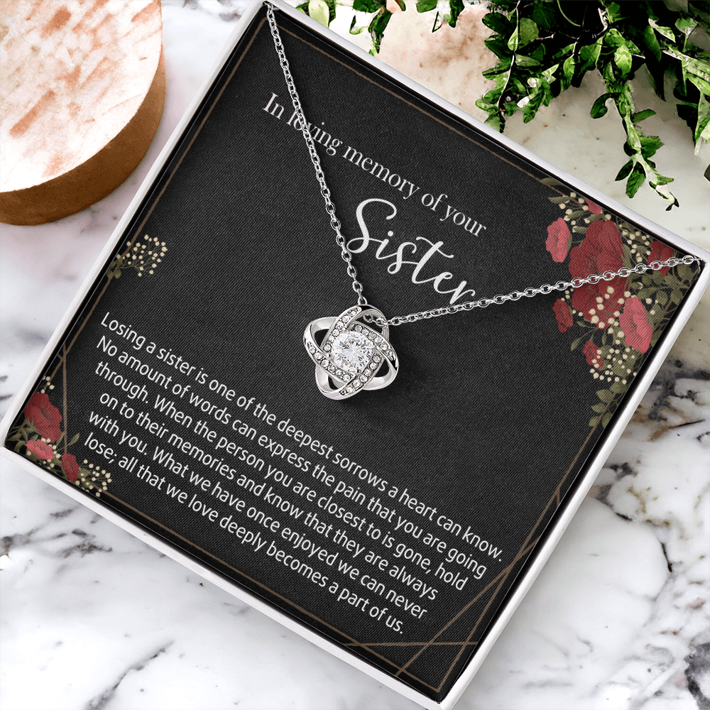 In Loving Memory Of Your Sister Love Knot Necklace, Memorial Gifts Necklace For Loss Of Sister Gift Mother Condolence Gift For Sister Grief Remembrance Gifts for Bereavement Jewelry Gift for Women
