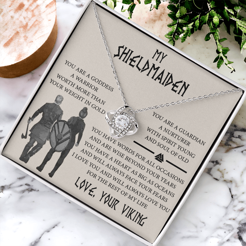 Shieldmaiden Gift Necklace, Viking Jewelry For Women, Love Knot Necklace Gifts For Her, Wife, Future-Wife, Soulmate, Girlfriends, Fiance From Him Husband, On Mother's Day, Birthday, Anniversary