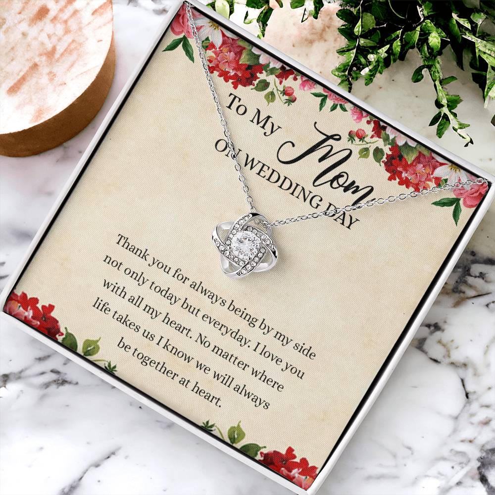 To My Mom Love Knot Necklace Gift for Mom on Wedding Day, Gift Necklace for Mother of The Groom, Gift for Bridesmaid Proposal Gift Necklace, To My Mom Gift Necklace On Wedding Day from Daughter