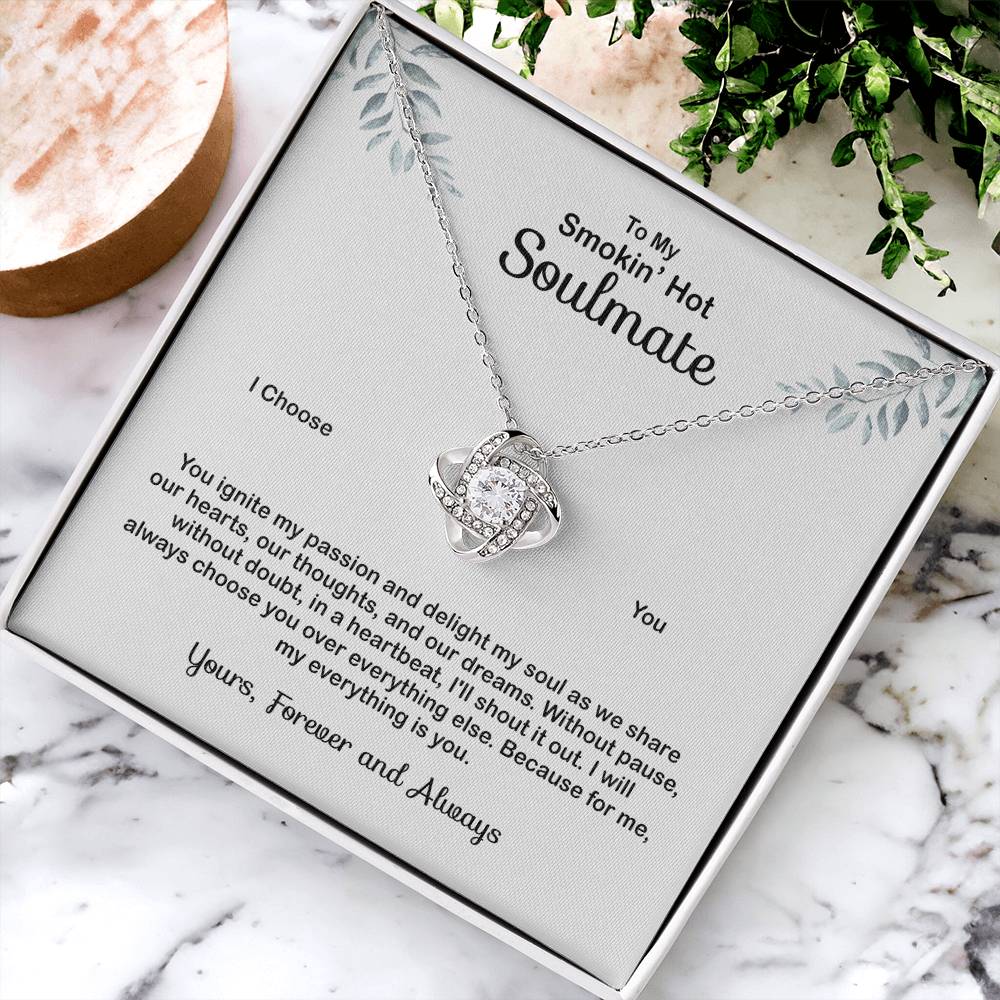 To My Soulmate Necklace, Luxury Jewelry For Wife, Girlfriend, Couples Gifts Neckalce For Wife From Husband, Necklaces Styles On Birthday Christmas Wedding For Her, Love Knot Necklace For Women