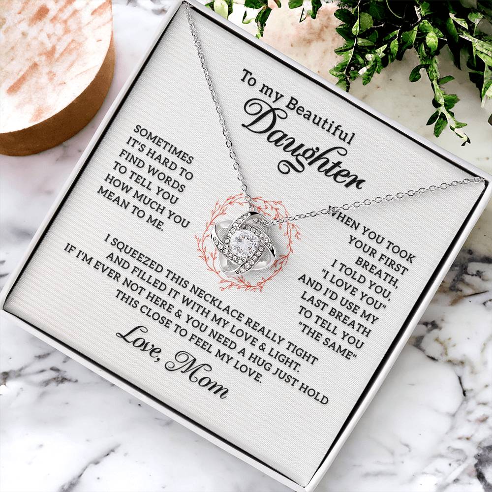 To My Beautiful Daughter Necklace from Mom, Mother and Daughter Gift Necklace, Gift for Daughter, Necklace for Daughter, Jewelry Gift For Girls, Little Girl, Sometimes It's Hard Gift Necklace