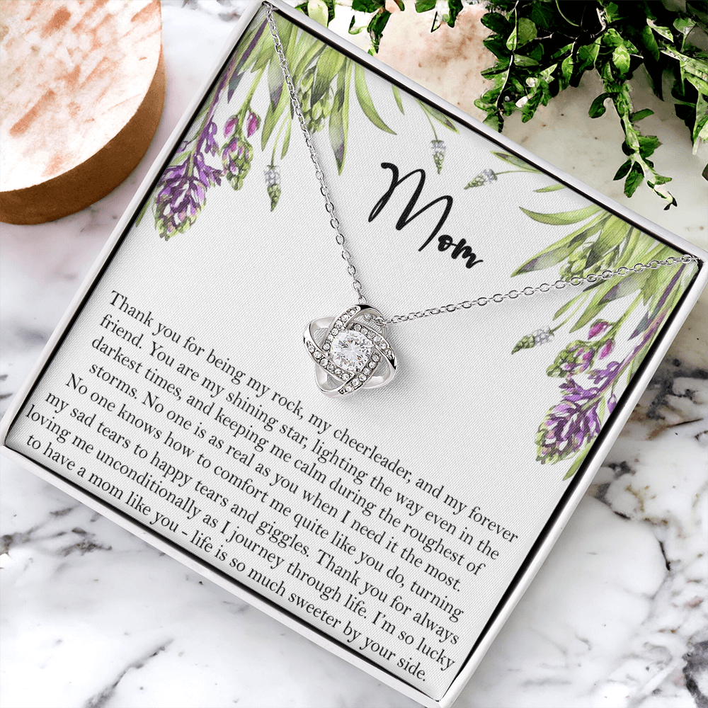 Thank You Mom Gift Necklace, To My Mom Love Knot Necklace Gift From Daughter And Mother Love Knot Pendant Gift For Mom, Bonus Mom Gift Necklace Thank You Pendant Gift For Mom, Jewelry Gift For Women