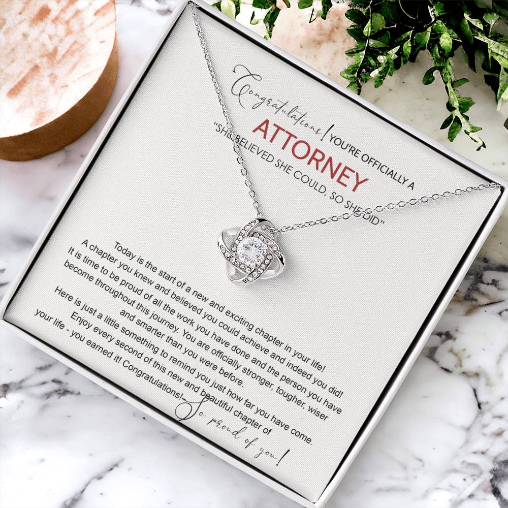 Attorney Graduation Gift Necklace Doctoral Degree, JD Graduation Gift, Law Student Gift, New Attorney Necklace Graduation Congrats Graduation Love Knot Necklace Gift For Daughter Granddaughter, Niece Love Knot Necklace 6323