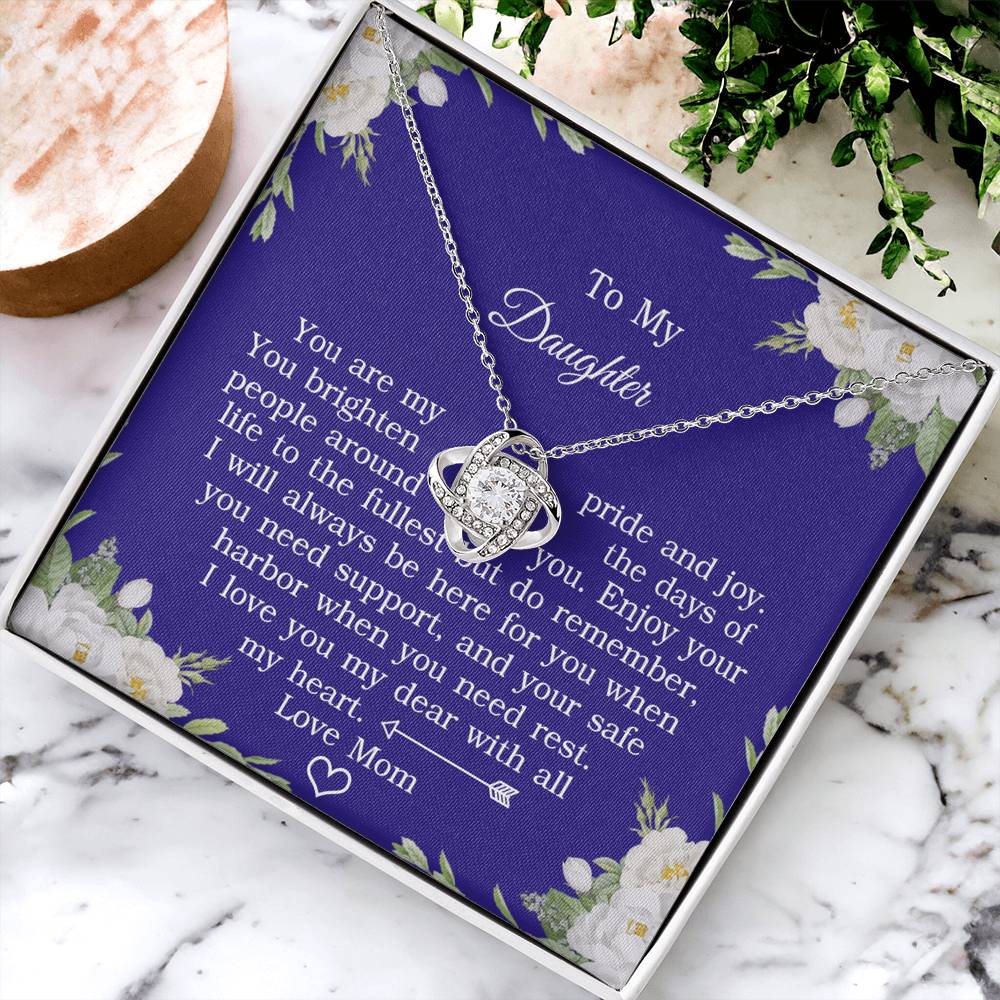 To My Daughter Love Knot Necklace From Mom And Daughter Pendant Gifts For Daughter's From Mother To Daughter Jewelry Gift For Girls, Daughter Necklace Gift From Mother, Daughter To Mom Jewelry