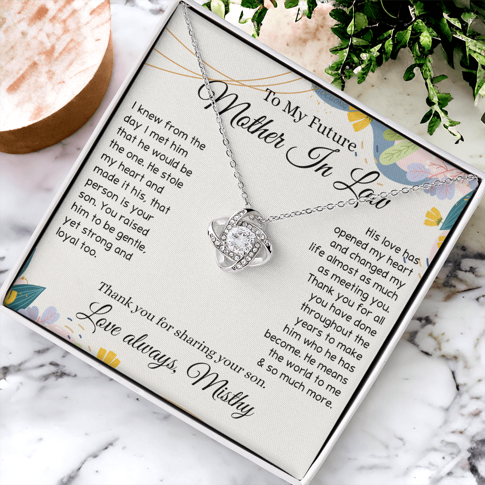 To My Future Mother In Law Necklace, To My Mother In Law Love Knot Necklace Gift From Son, Personalized Gift Necklace for Mother-In-Law From Son, Wedding Gift Necklace Bride Groom To Mother In Law