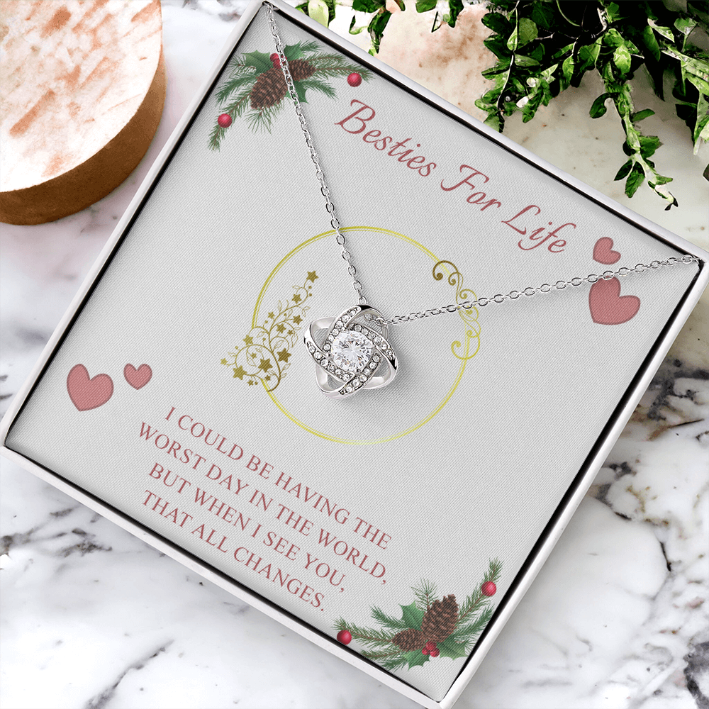 Gifts Necklace For Besties, To My Besties Love Knot Necklace From Friend, Best Friend Birthday Gift Necklace, Long Distance Best Friend Necklace, Besties For Life Necklace Jewelry Gift For Girls