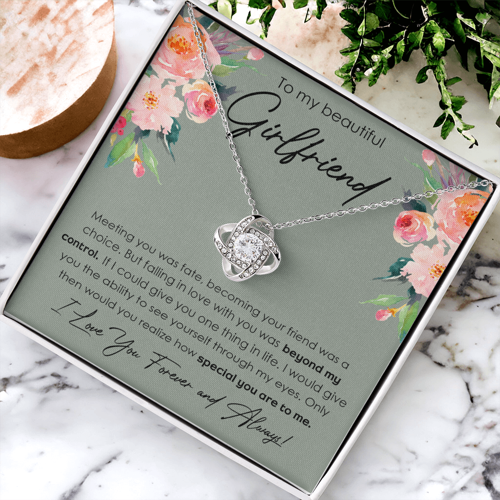 To My Beautiful Girlfriend Love Knot Necklace From Boyfriend, Husband, Beautiful Girlfriend Gift Necklace - Love Knot Pendant Gift For Girlfriend, Soulmate Jewelry Gift To Girlfriend From Boyfriend