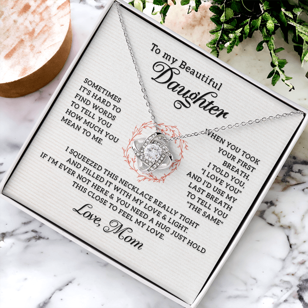 To My Beautiful Daughter Necklace from Mom, Mother and Daughter Gift Necklace, Gift for Daughter, Necklace for Daughter, Jewelry Gift For Girls, Little Girl, Sometimes It's Hard Gift Necklace
