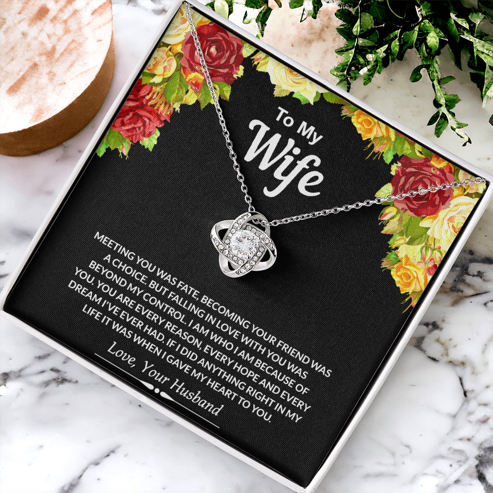 To My Wife Gift Necklace From Husband, Necklace Gift For Wife, Soulmate Gift Necklace Girlfriend, Husband To Wife Love Knot Pendant, Jewelry Gift For Women, Woman Necklace Gift My Heart To You