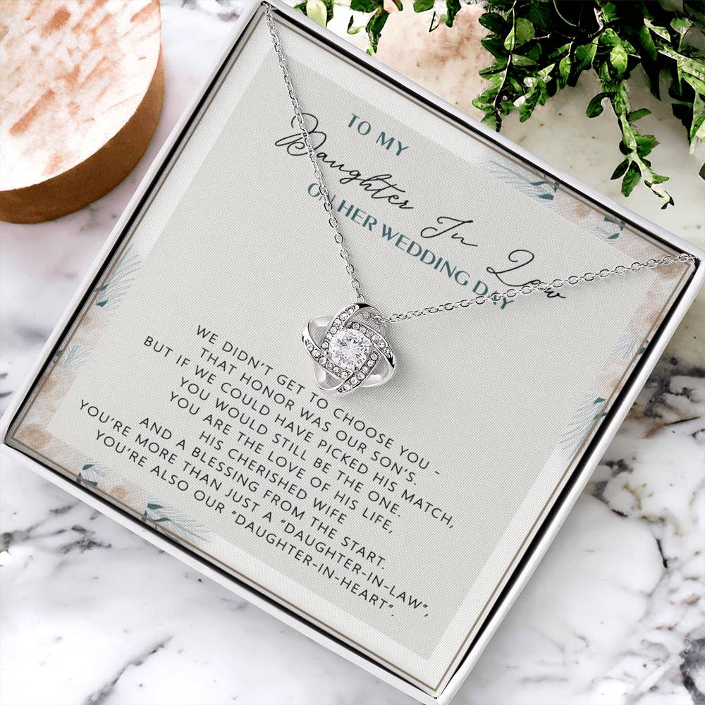 The Love Knot Necklace Daughter,  To My Daughter On Your Wedding Day Necklace From Mom, Bride Gift From Mom, Mother Of The Bride Gift To Daughter, Daughter's Wedding Day Keepsake Gift Unique Gift