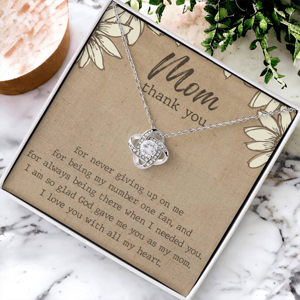 Thank You Gift necklace For Mom, To My Mom Love Knot Necklace Gift From Daughter, Jewelry Gift For Women, Mother Daughter Gift Necklace For Bonus Mom Gift Necklace Second Mom New Mom Gift Necklace