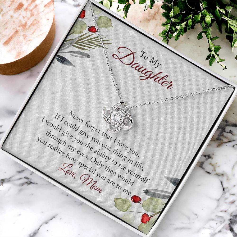 To My Daughter Necklace From Mom, Christmas Necklace with Message Card and Gift Box For Daughter, Mother And Daughter Necklace Gift On Birthday Wedding Graduation Gift Never Forget Necklace