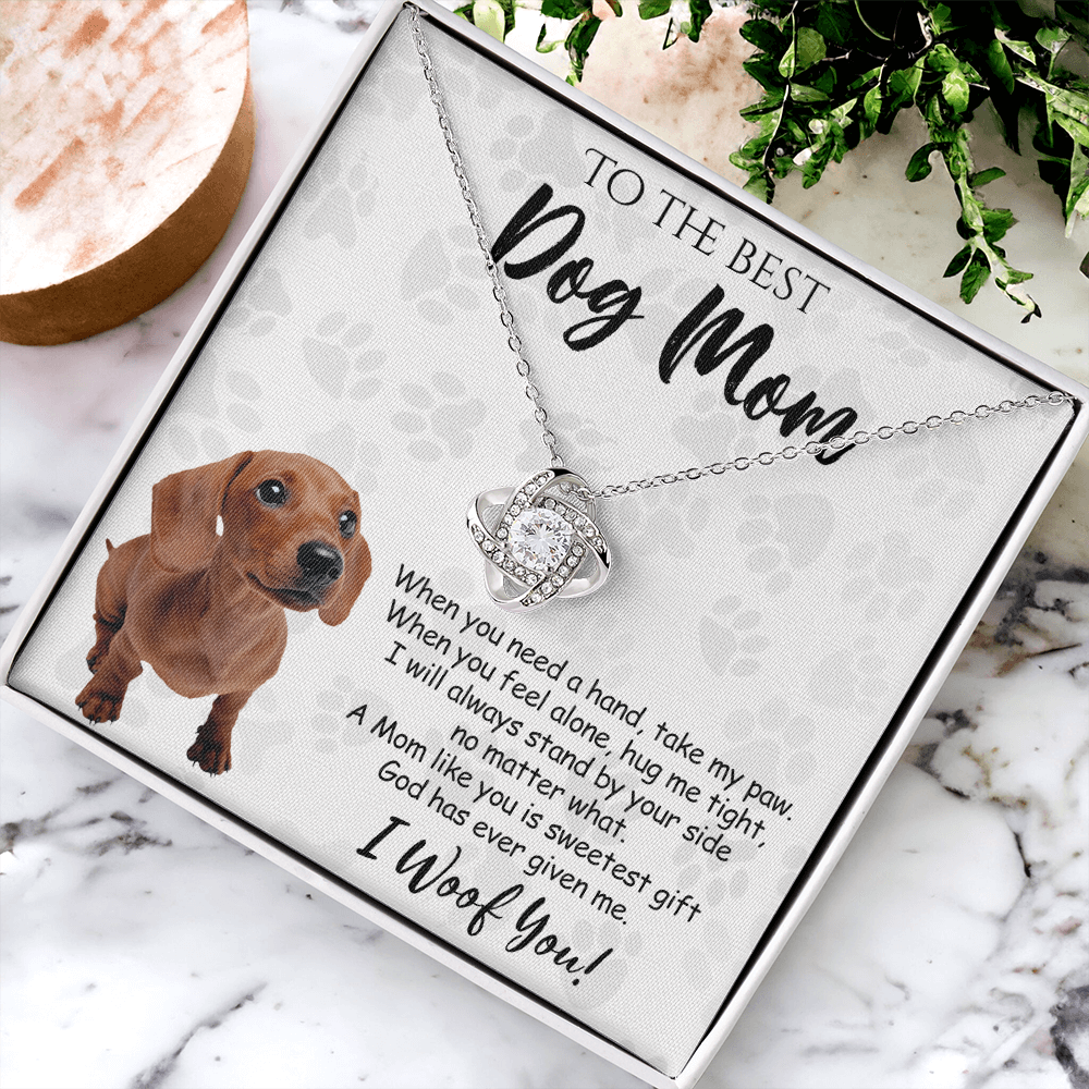 To The Best Dachshund Dog Mom Love Knot Necklace From Daughter Mother's Day Necklace Gift, Dachshund Love Knot Pendant, Jewelry Gift For Women, Dog Lovers Dachshund Gift Necklace, Dog Mom Necklace