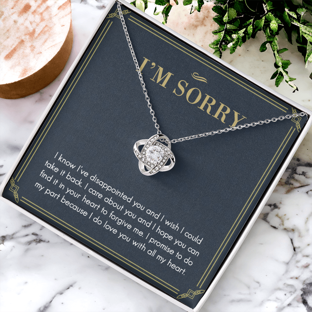 I'm Sorry Gift Necklace For Her, For Girlfriend, Soulmate, Please Forgive Me Gift Necklace, I'm Sorry Love Knot Necklace From Boyfriend, Husband - Love Knot Pendant Gift For Girlfriend, Soulmate