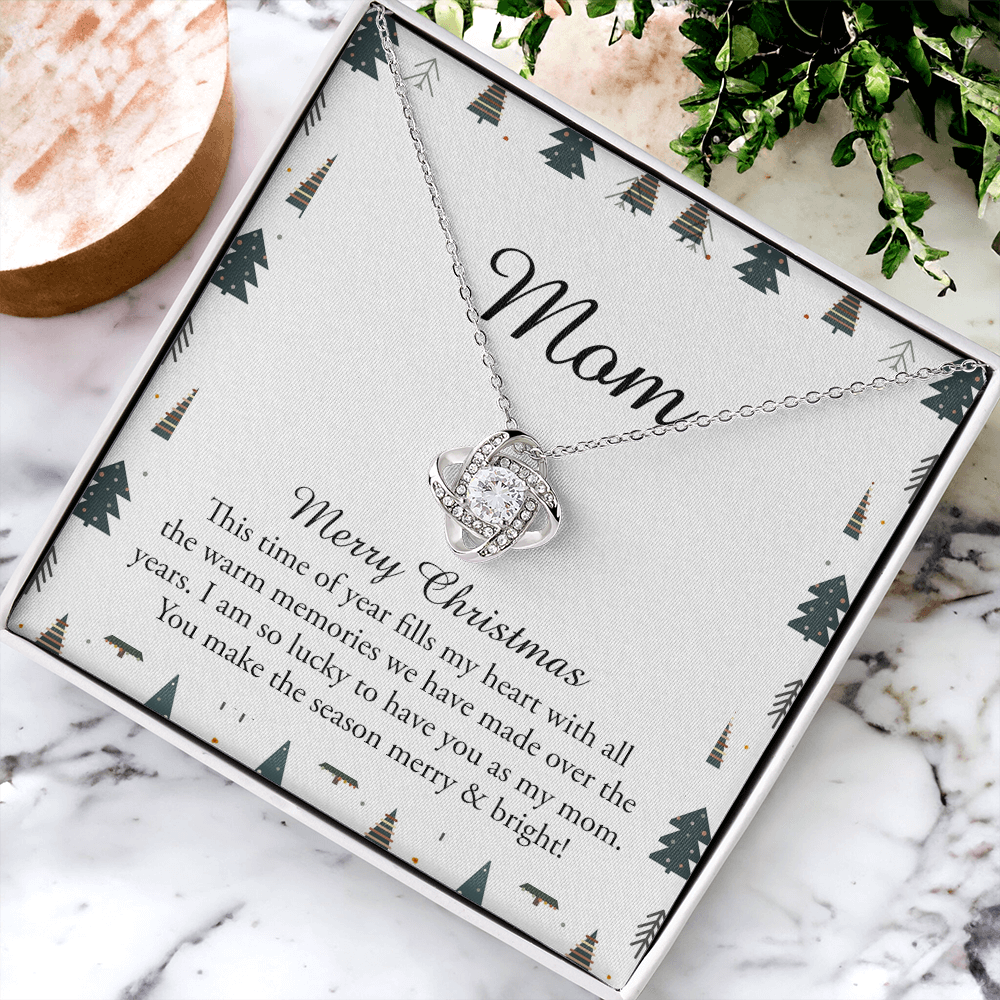 To My Mom Necklace, To My Mom Love Knot Necklace From Daughter Son To Mom Mother In Law Pendant Christmas Necklace Gift For Mother In Law Gift Necklace, Merry Christmas Necklace Gift For Mom, Mommy
