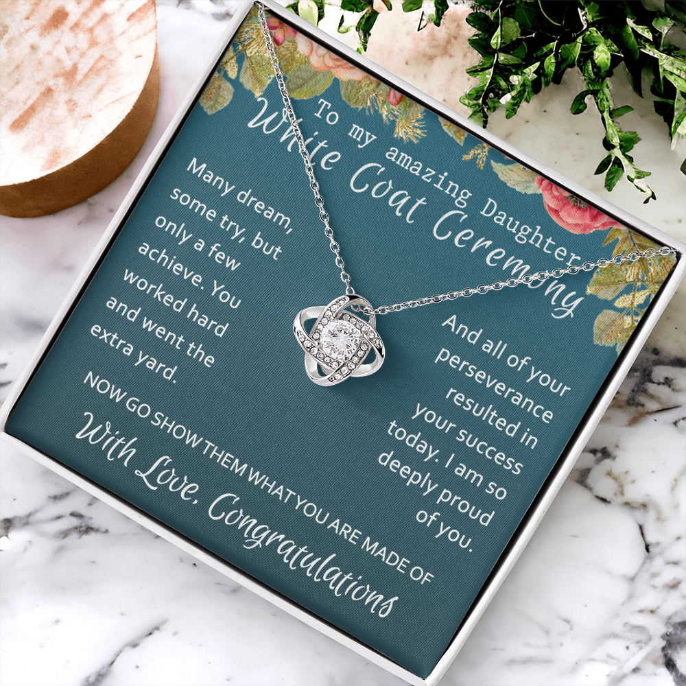 White Coat Ceremony Love Knot Necklace, Medical School Graduation Necklace, Student Ceremony Graduation Gift For New Doctor, Necklace Gift For Her, Girl Daughter, Sister Class Of 2024 Gift Necklace