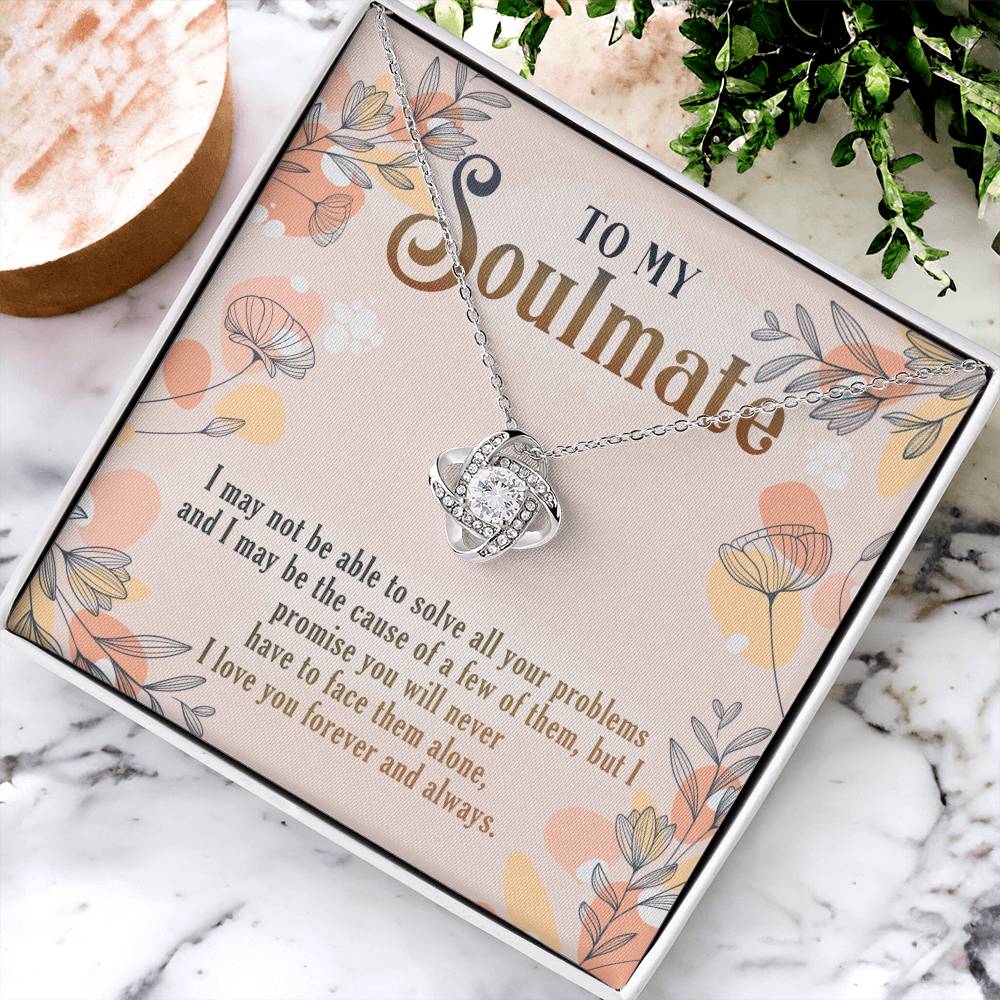 To My Soulmate Necklace Gift From Husband, Boyfriend To Wife, Girlfriend, Soulmate Gift Love Knot Necklace On Valentines Day Christmas Necklace for Her Romantic, Jewelry Gift For Women