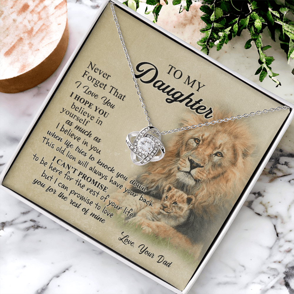 To My Daughter Gift Necklace from Dad Old Lion Your Back Believe Rest of Mine Personalized Gift Necklace Chain Gift on Birthday Graduation Gift Jewelry Gift For Girls, Little Girl Necklace