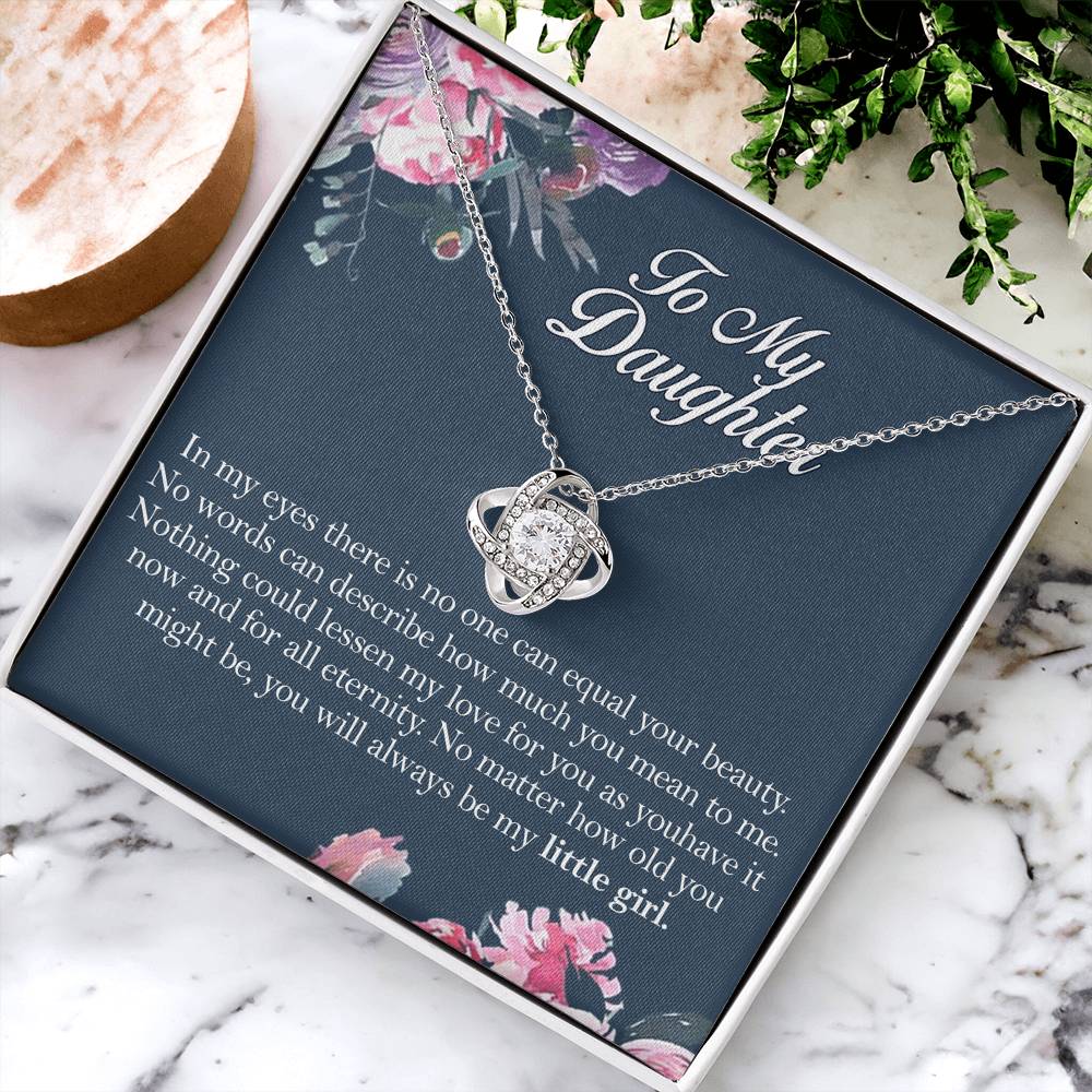 To My Daughter Love Knot Necklace From Mom, Mother And Daughter Pendant Gifts Necklace, To Daughter Pendant Gift From Mom, Little Girl Necklace Gift From Mother, Daughter Mom Jewelry Gift For Girls