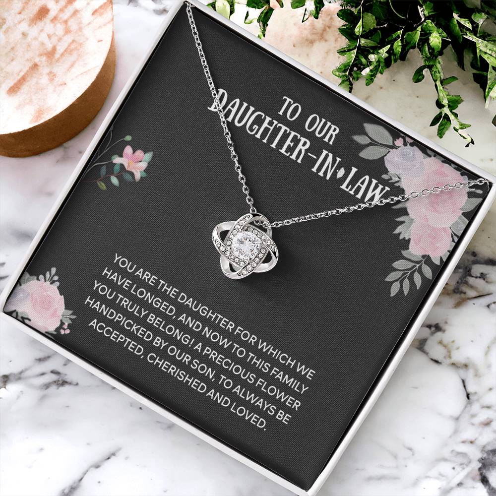 Personalized Gift Necklace From Mother In Law - Daughter Love Knot, To Our Daughter-In-Law Gift Necklace From Mother-in-Law, Daughter-in-Law Pendant Gift On Birthday Gift, Graduation Gift