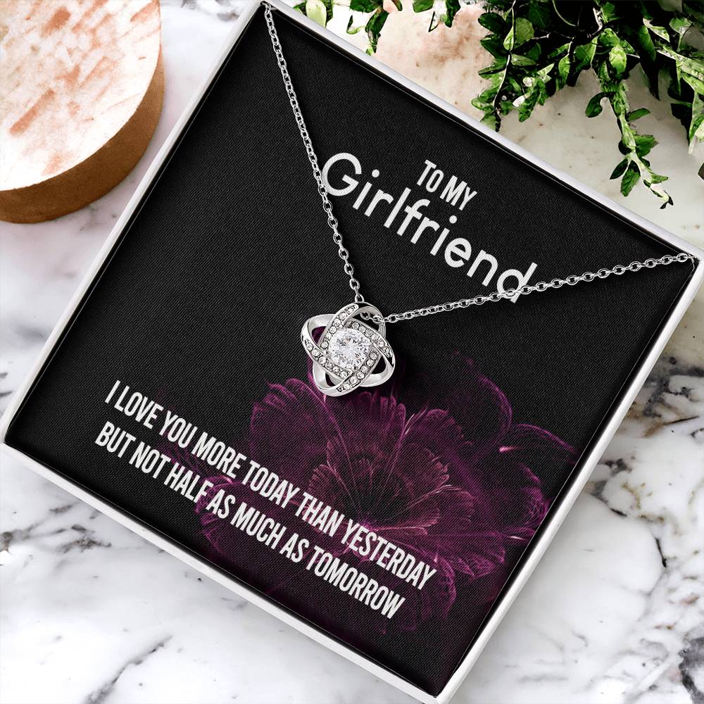 To My Girlfriend Necklace Romantic Girlfriend Birthday Gifts for Girlfriend From Boyfriend, Husband, Girlfriend Gift Necklace - Jewelry Gift For Girls, Love Knot Pendant Gift For Girlfriend, Soulmate