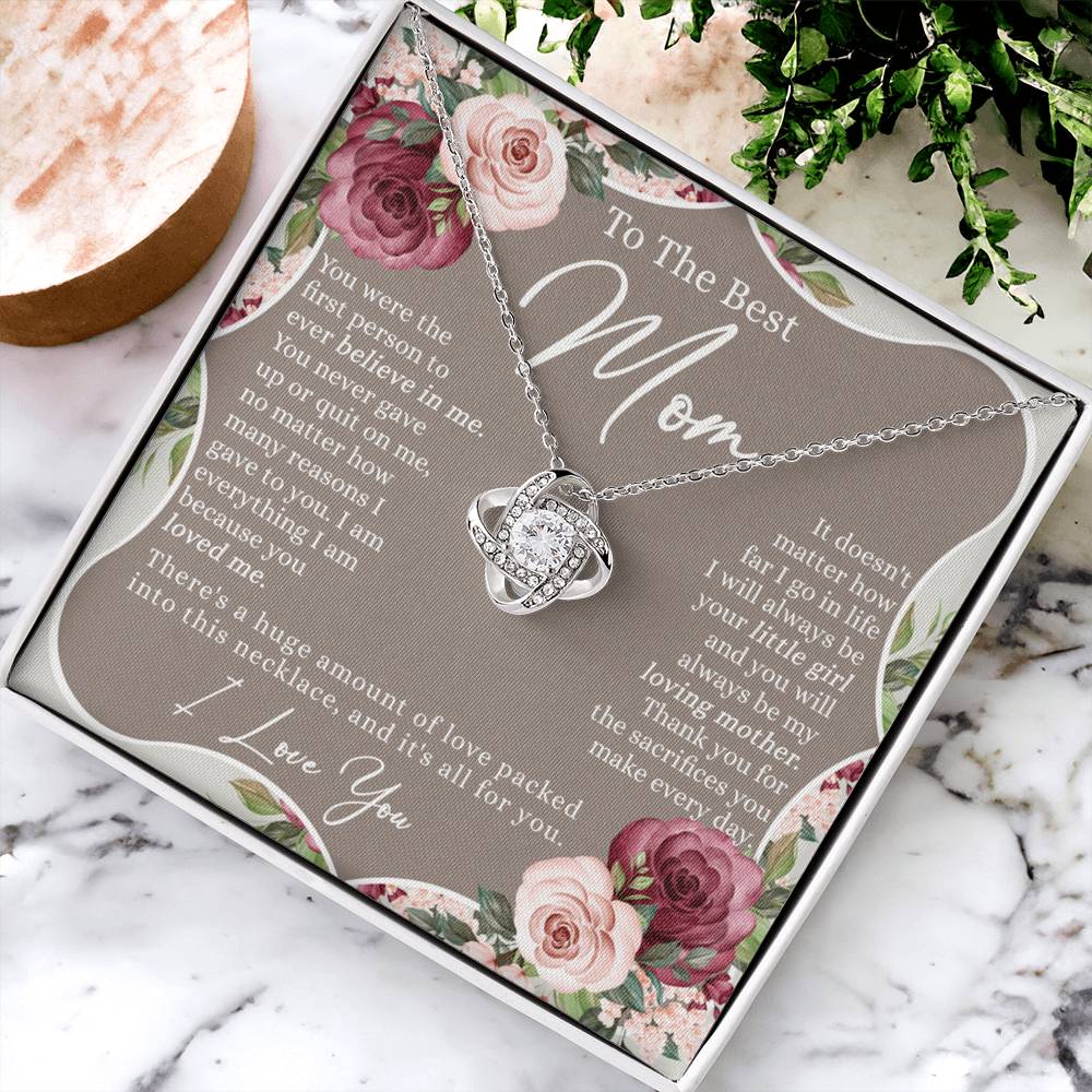 Mom Gift Necklace, To The Best Mom Love Knot Necklace Gift From Daughter, Mother And Daughter Gift Necklace Personalized Gift Necklace For Mom, Mother Thank You Love Knot Necklace Gift For Women Love Knot Necklace 6323