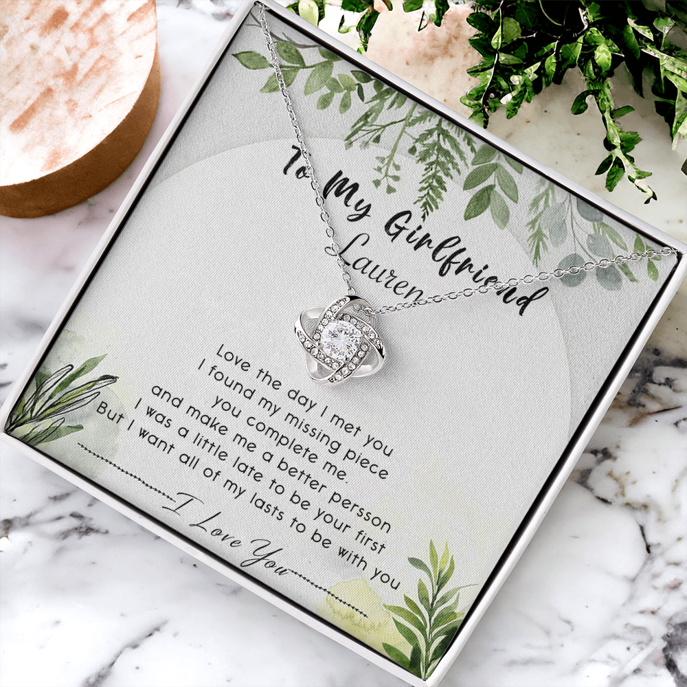 To My Girlfriend Necklace From Boyfriend, Husband, Beautiful Girlfriend Gift Necklace - Jewelry Gift For Girls, Love The Day Love Knot Pendant Gift For Girlfriend, Soulmate Personalize Necklace