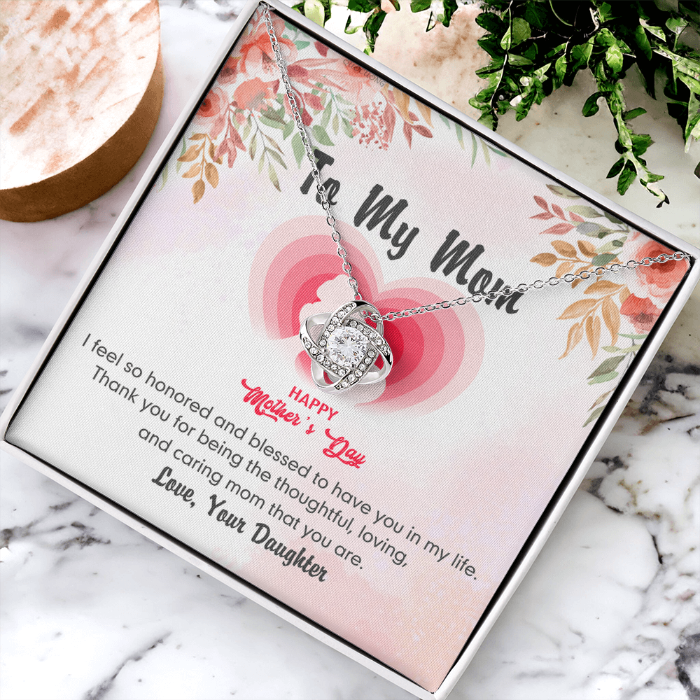 Happy Mother's Day Necklace, To My Mom Love Knot Necklace From Daughter, Badass Mom Necklace Gift For Mom Thank You Necklace Gift For Mom, Mother And Daughter Jewelry Gift For Women, Bonus Mom