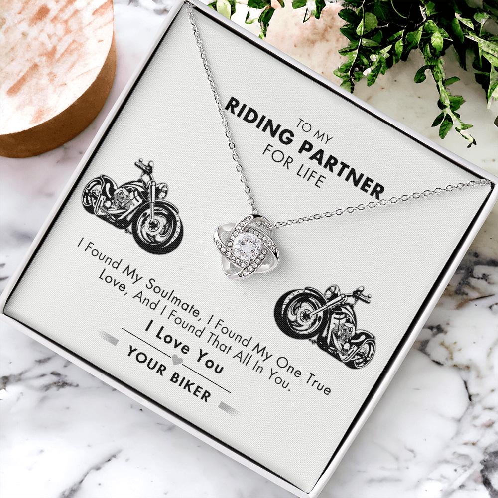 Customized Gift Necklace, To My Riding Partner For Life Necklace Gift From Husband Love Knot Necklace And Message Card Gift Box For Riding Partner For Life Jewelry Pendant Gift For Women Soulmate