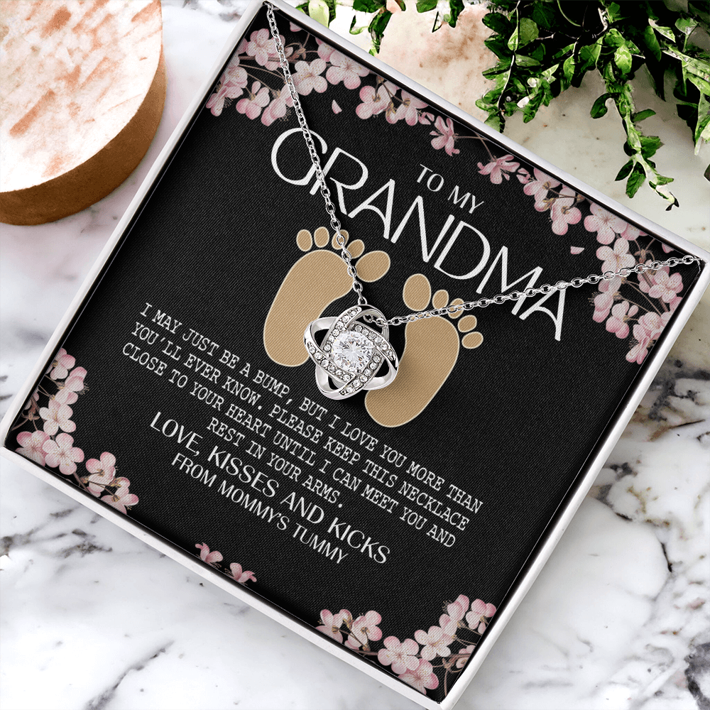 Jewelry Gift for Women, Grandma - To My Grandma Love Knot Necklace From Mommy's Tummy, Grandma And Granddaughter Gift Necklace, This Necklace Close To Your Heart Pendant, My Grandma Gift Necklace