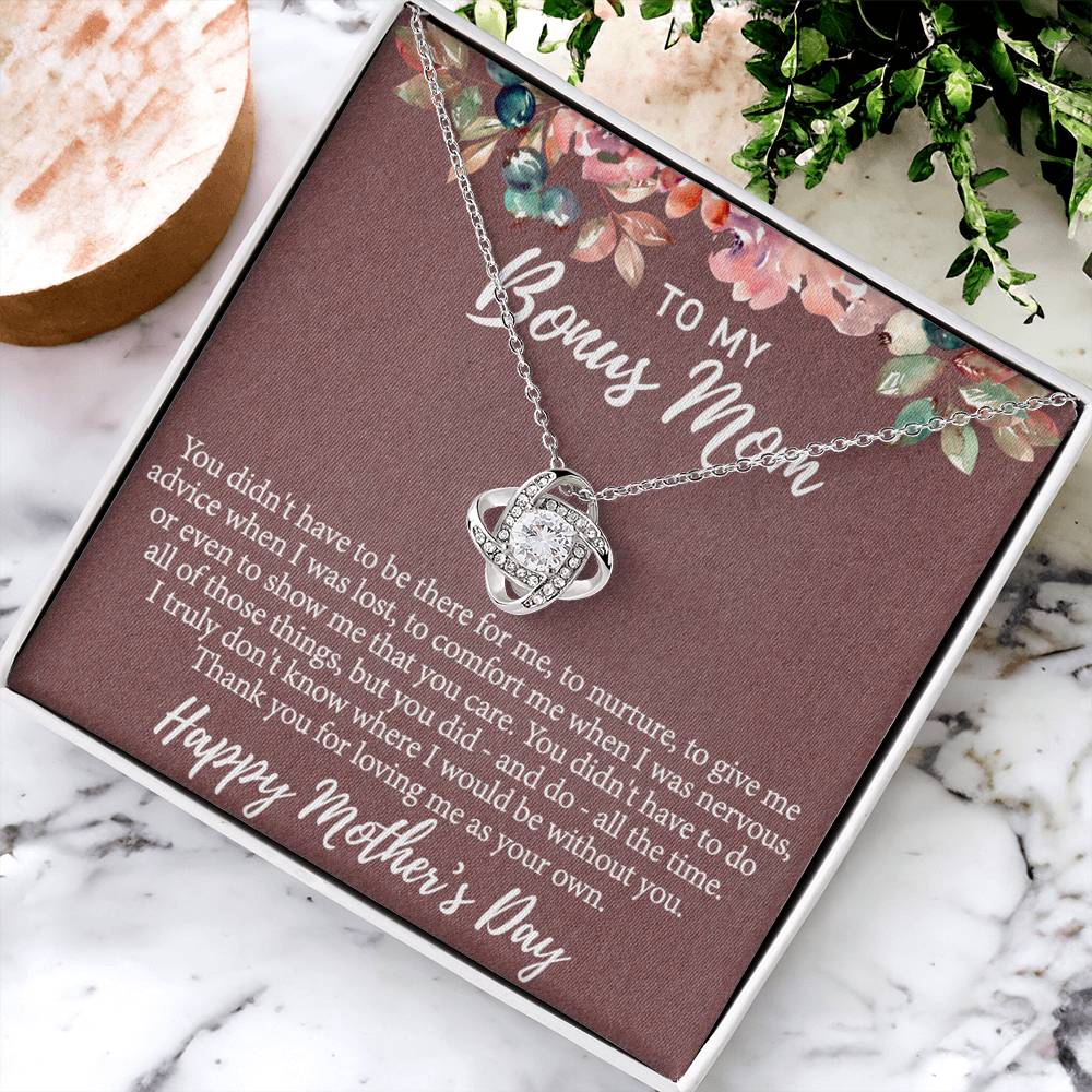 Bonus Mom Gift Necklace, To My Bonus Mom Love Knot Necklace Gift For Mom, Mother And Daughter Necklace Gift For Mom, Happy Mother's Day Necklace, Bonus Mother Gift Necklace Jewelry Gift For Women Love Knot Necklace 6323